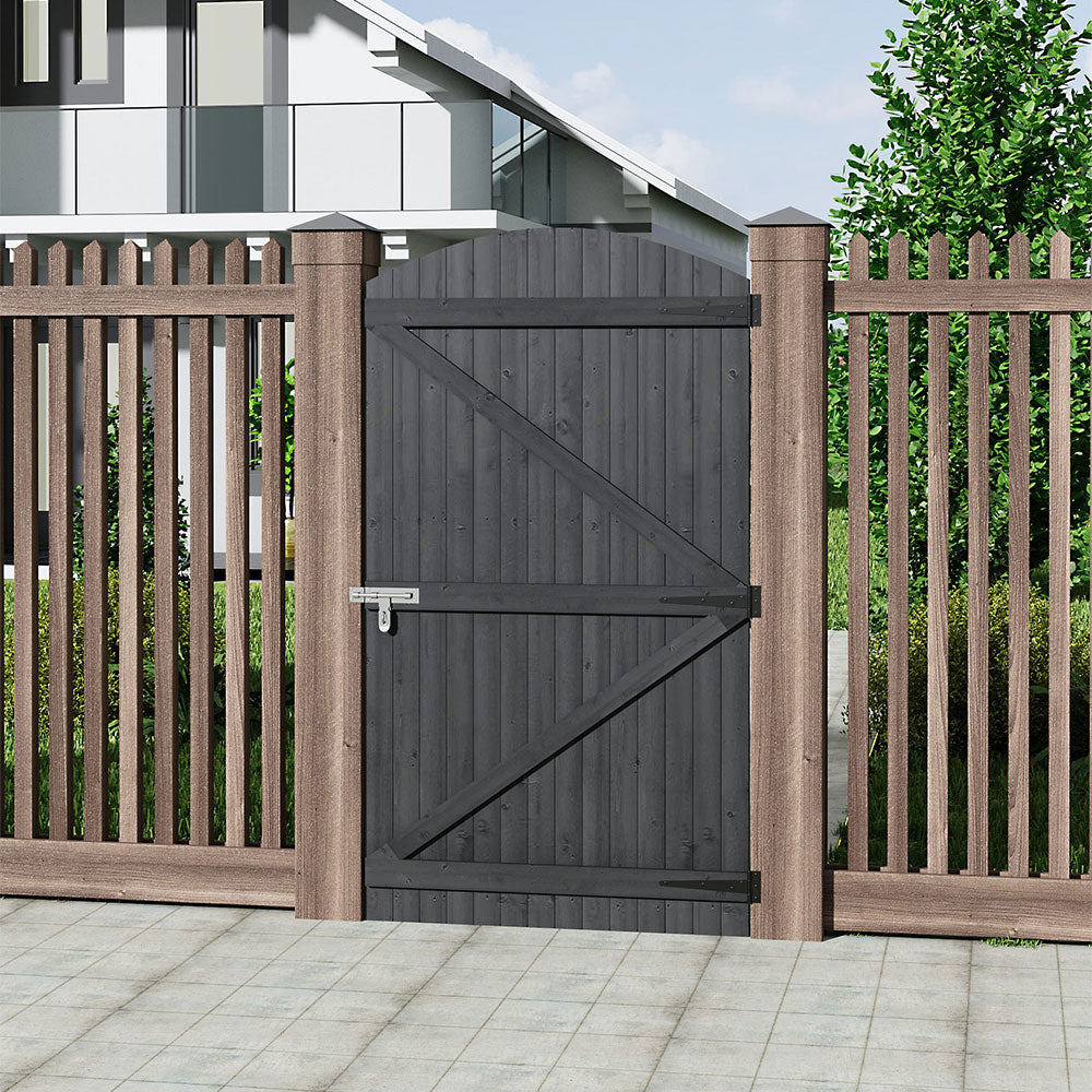 Grey Pine Wood Weather Resistant Wooden Garden Gate with Hinges & Latch